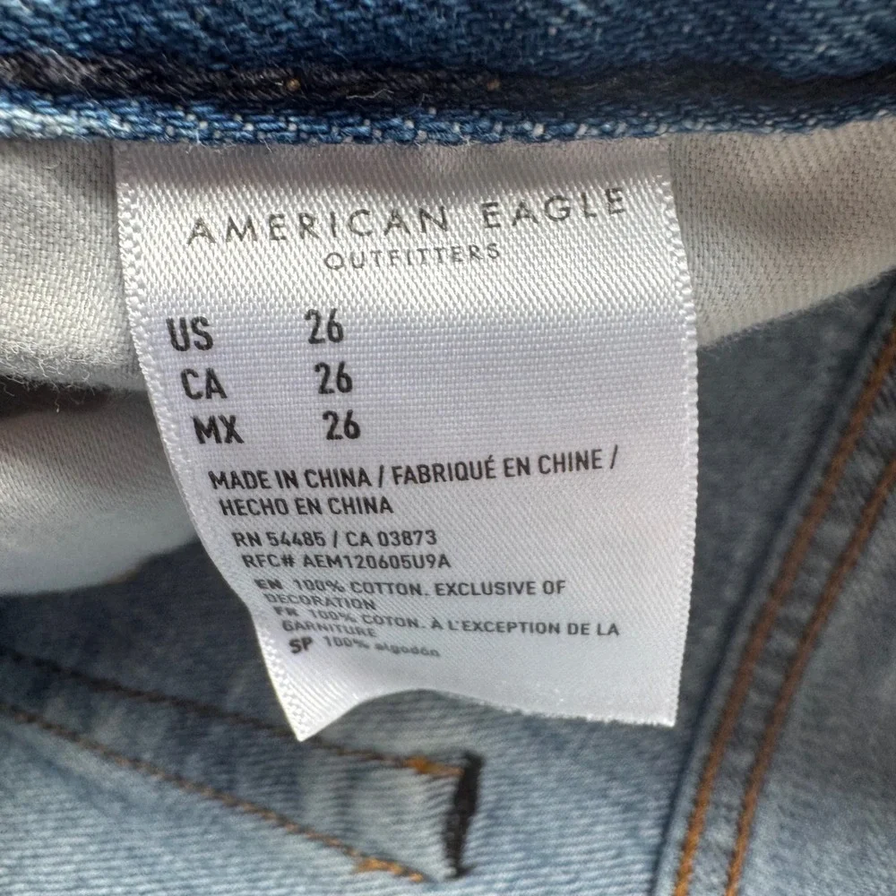 Vintage AE Pride Rainbow Bermuda Denim Shorts‎ 26 High Rise Distressed Rare